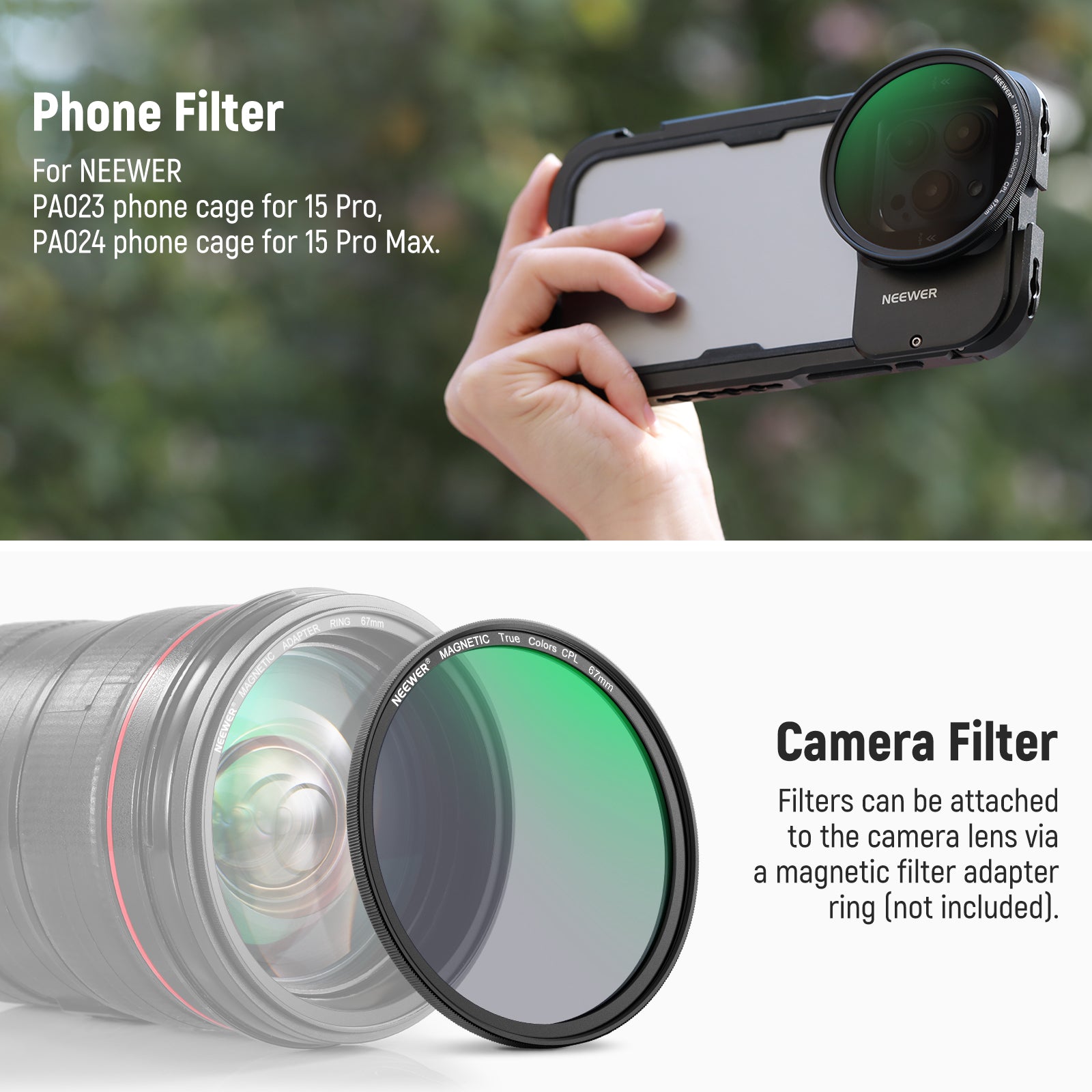 NEEWER NW SERIES S 67mm Magnetic Lens Filter Kit For PA023/PA024 Phone Cage