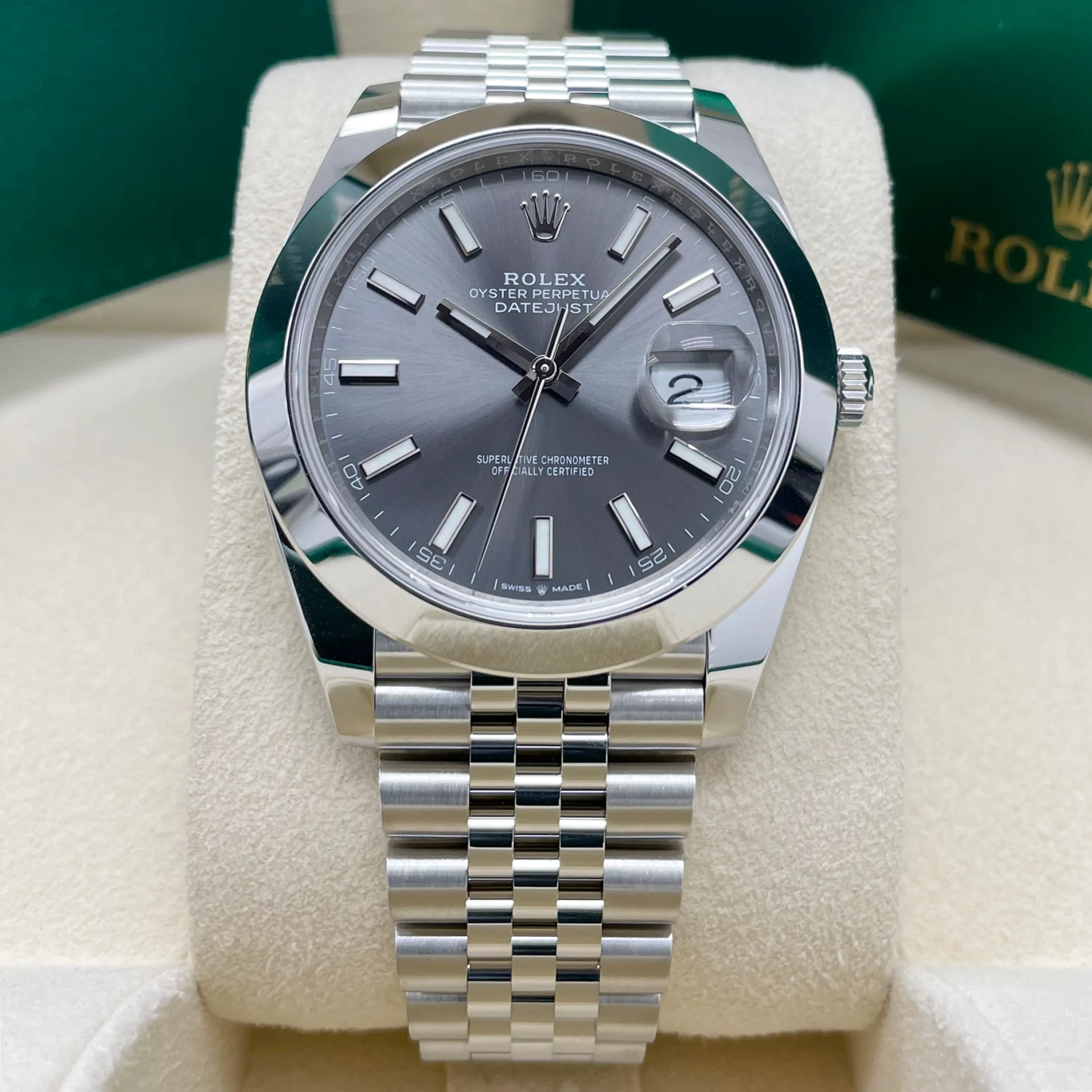 Rolex Datejust 41 mm 126300 Slate Index Jubilee Edelstahluhr