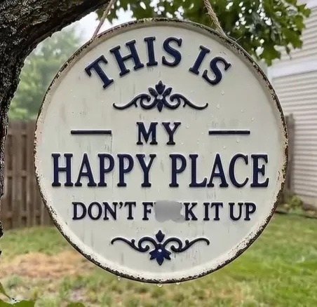 Hi Welcome to My Happy Place Metal Wall Sign