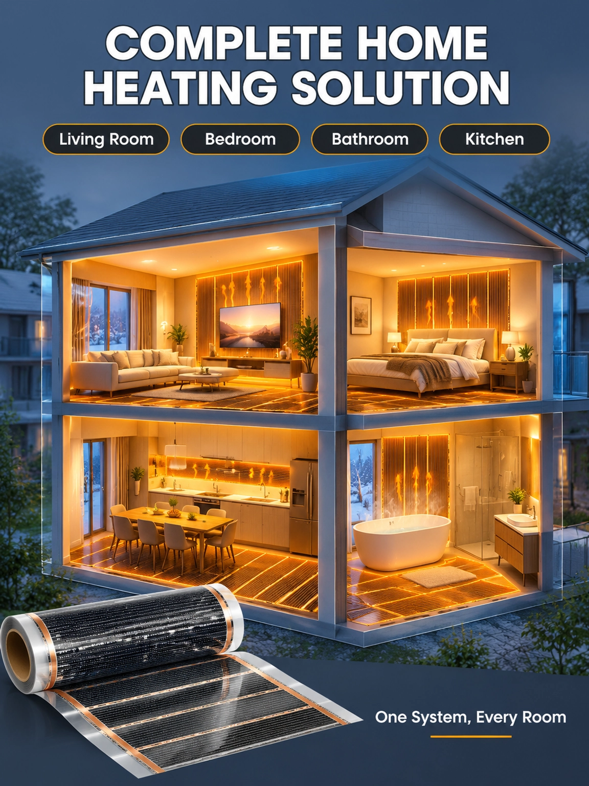 【3-Second Instant Heating】Honeycomb Graphene Far-Infrared Carbon Crystal Wall Heater