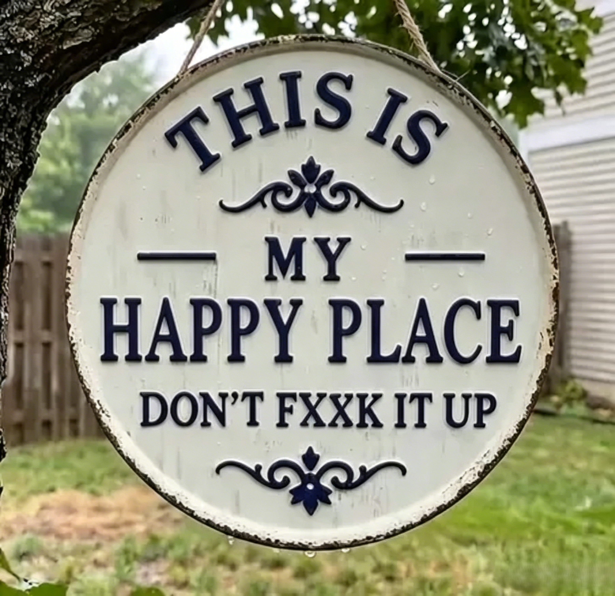 Hi Welcome to My Happy Place Metal Wall Sign