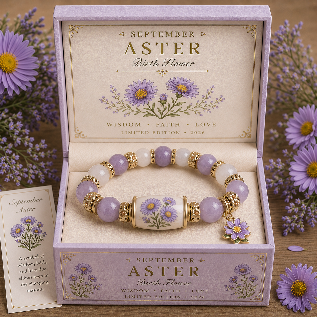 Birth Flower Charm Bracelet Gift Box – Personalized Monthly Flower Jewelry Collection (January–December Edition)