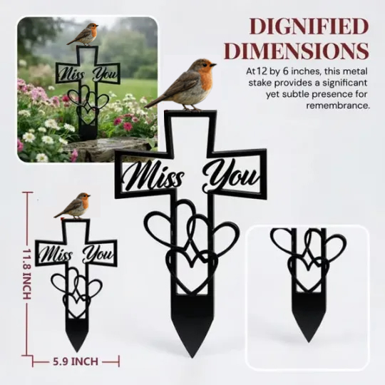 🐦 In Loving Memory – Metal Grave Marker for Your Loved One ✝️💖