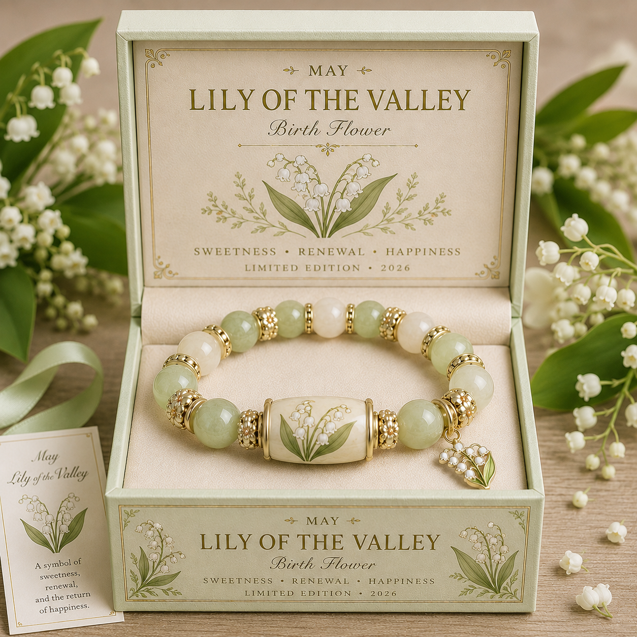 Birth Flower Charm Bracelet Gift Box – Personalized Monthly Flower Jewelry Collection (January–December Edition)