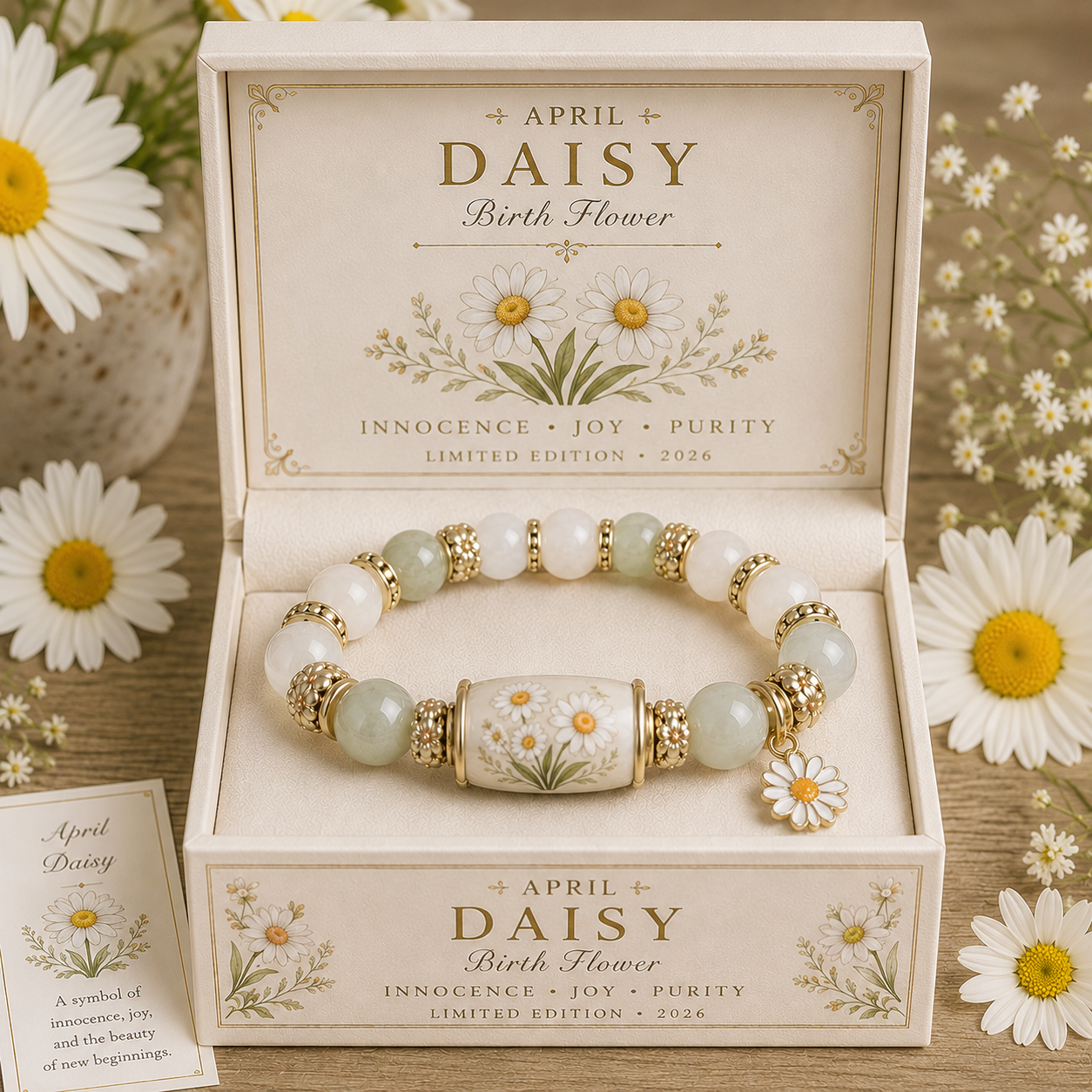 Birth Flower Charm Bracelet Gift Box – Personalized Monthly Flower Jewelry Collection (January–December Edition)