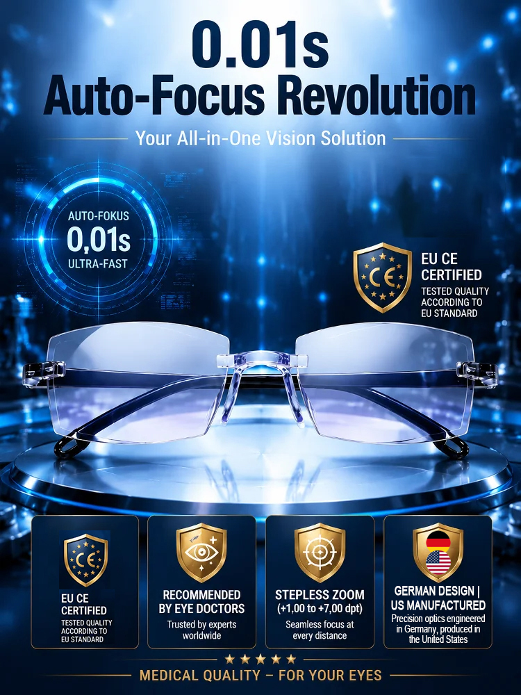 Lightweight Rimless Progressive Reading Glasses with Blue Light Filter & UV400 Protection