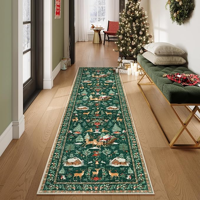 🎄50% OFF🎉Soft Christmas Tree Santa Claus Carpet Runner