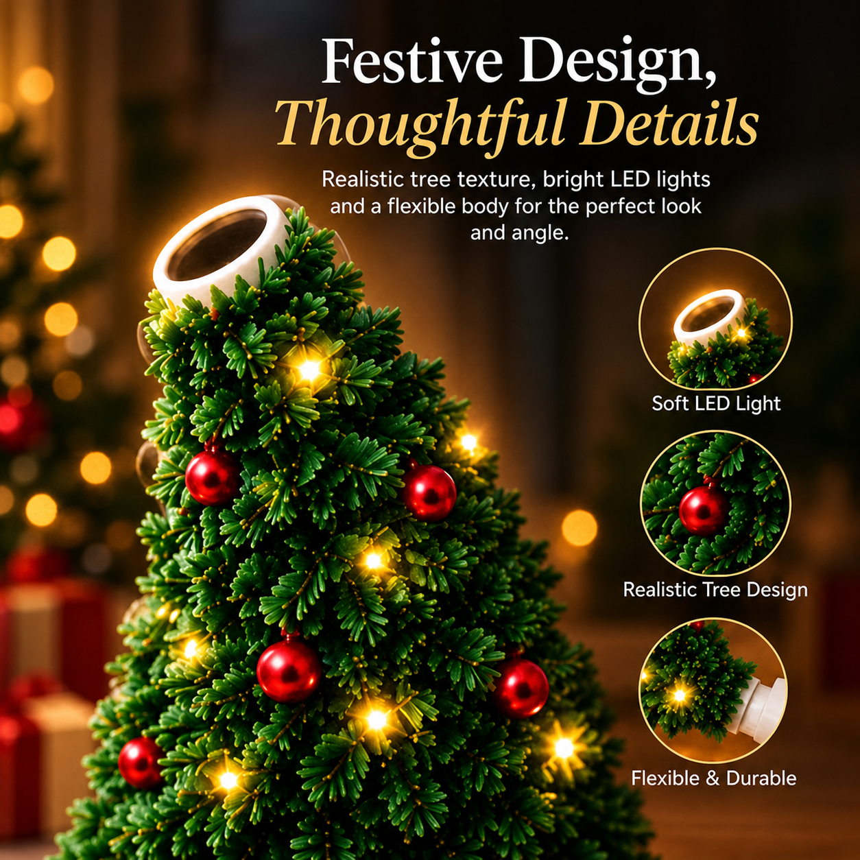 50% OFF!Christmas Projector Light, USB Mini Christmas Tree with 6+ Holiday Projection Designs