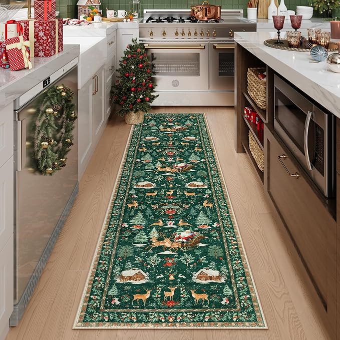 🎄50% OFF🎉Soft Christmas Tree Santa Claus Carpet Runner