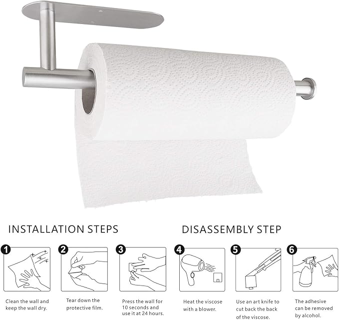No-Drill Stainless Steel Kitchen Tissue Rack