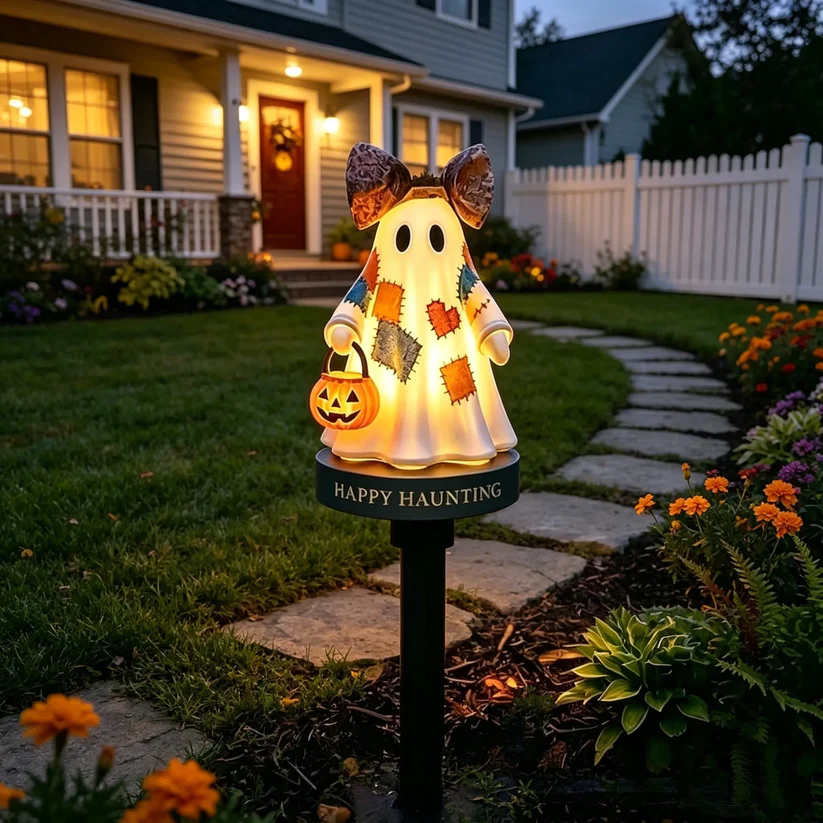 🔥Lighted Vintage Patchwork Ghost Solar Garden Light