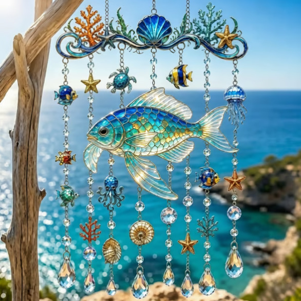 Ocean-Themed Crystal Wind Chime – Bring the Ocean Glow to Your Garden