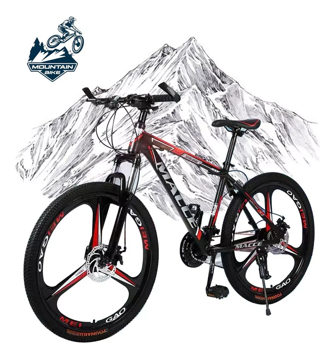 Mountain Bike Lagom Macce Mtb-058 R26 21v Bicicletas Montañas Doble Suspensión Disco Mecánico Color Negro Rojo