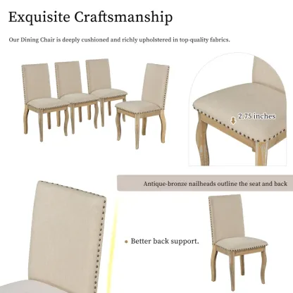 Juego de mesa de comedor de 5 piezas, mesa redonda extensible con base en forma de X y 4 sillas tapizadas, longitud ajustable de 42 a 58 pulgadas