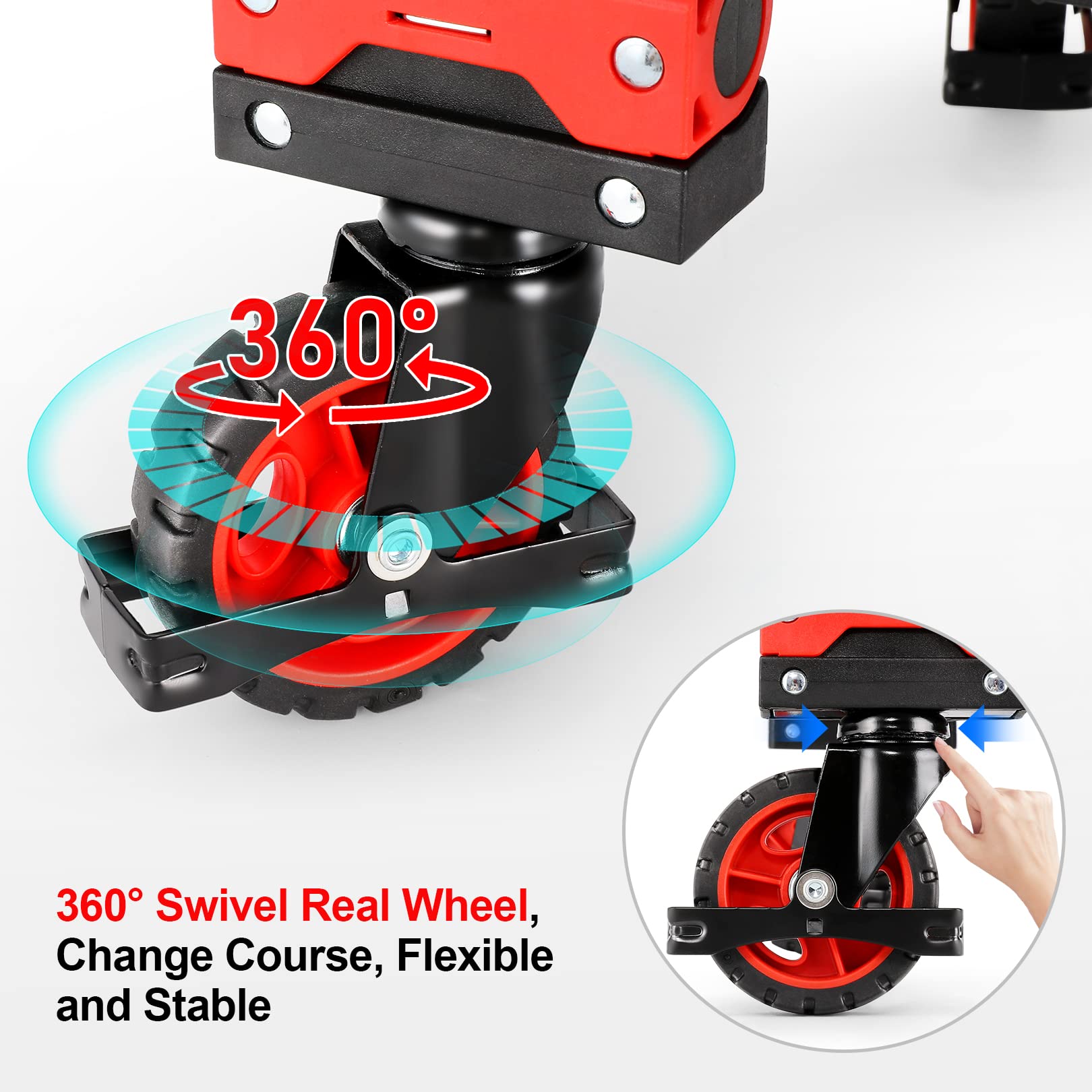 Carro de mano plegable COOCHEER de 350 lbs, combinación de cuatro y dos ruedas, rojo