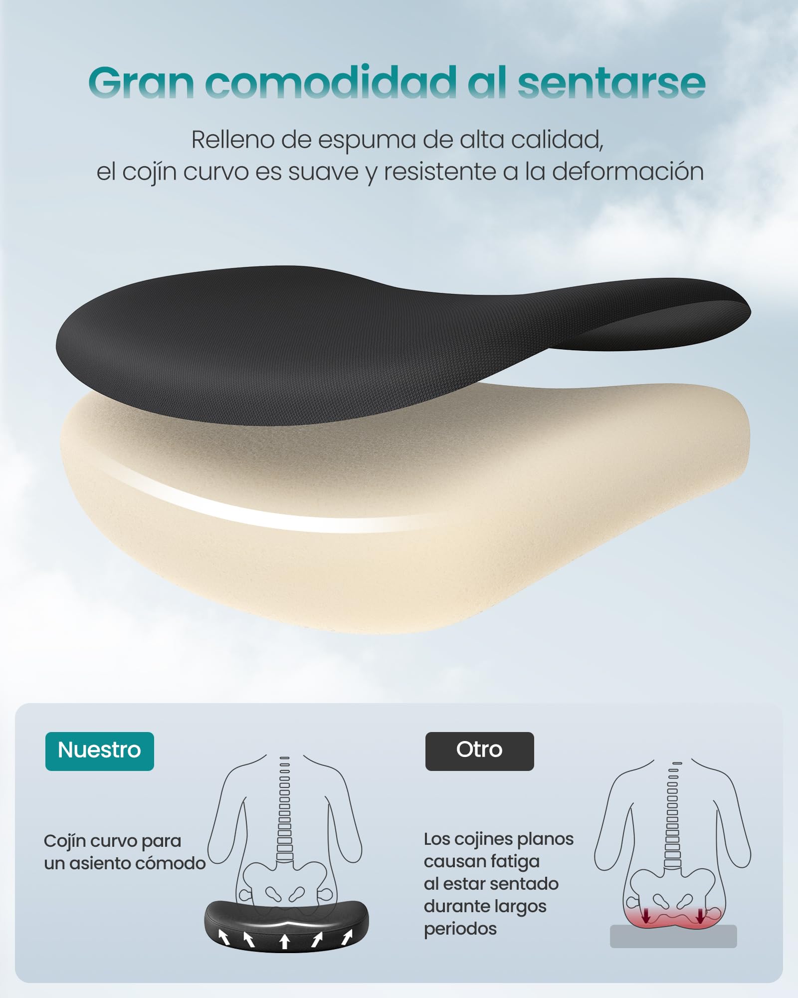 SONGMICS Silla Giratoria de Escritorio, Carga de 150 kg