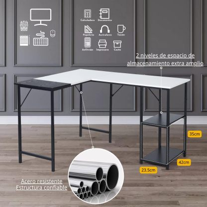 GOMYHOME Escritorio para computadora en Forma de L Escritorio para Juegos de computadora Estación de Trabajo para Escritura Cinturón de Estudio para Oficina en casa Escritorio Grande de 124 cm (Negro)