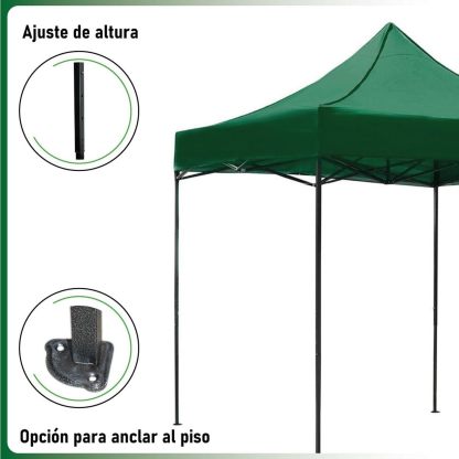 RACK & PACK Carpa 3x3 para Exteriores Lona Jardin Toldo Retractil Estructura de Acero Plegable 3 Ajustes de Altura Impermeabilidad 600D Premium Campismo Facil Armado Fiesta Reunión (Verde)