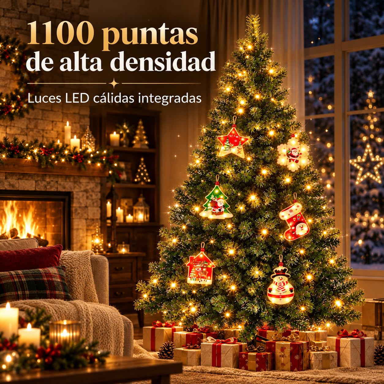 CM-TOP Árbol de Navidad con Luces Integradas 210cm