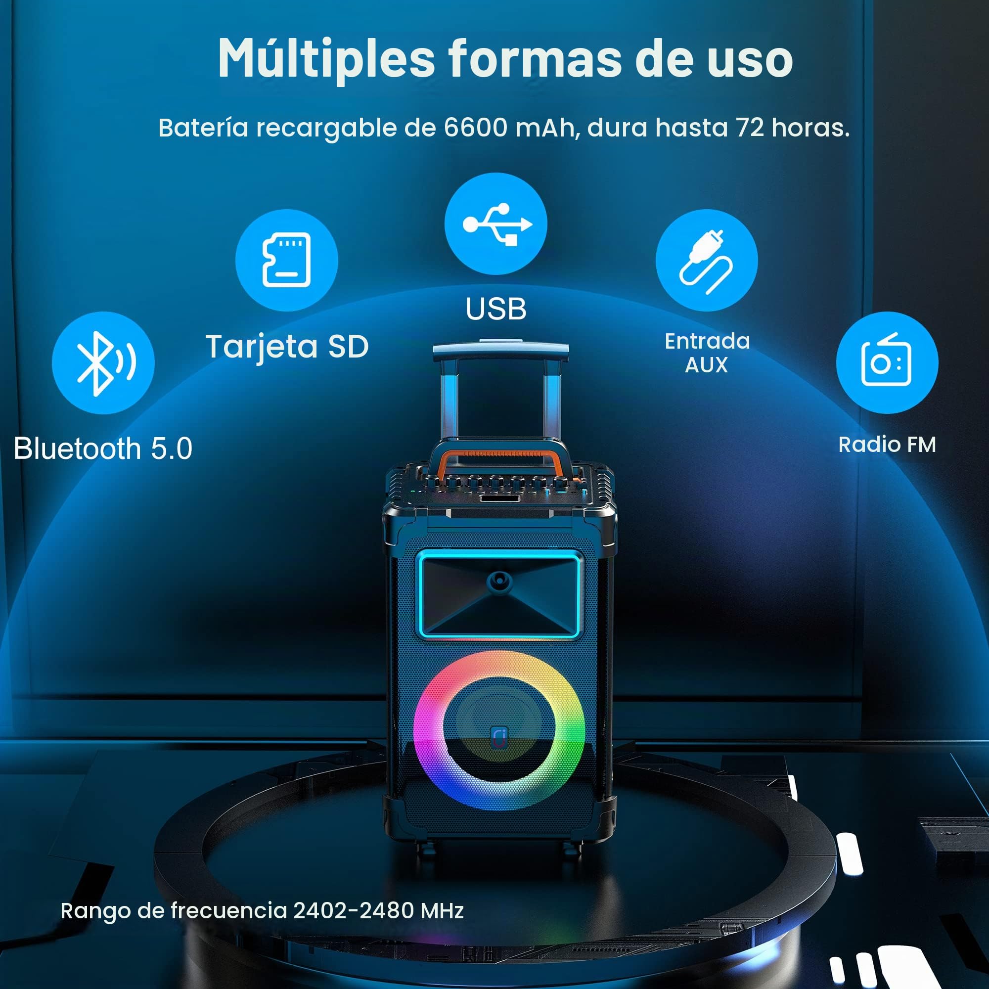 JYX Máquina de Karaoke con 2 Micrófonos Inalámbricos, Altavoz de Karaoke Bluetooth Portátil para Exteriores, Gran Sistema de PA de Fiesta con Luces de Discoteca para Reuniones