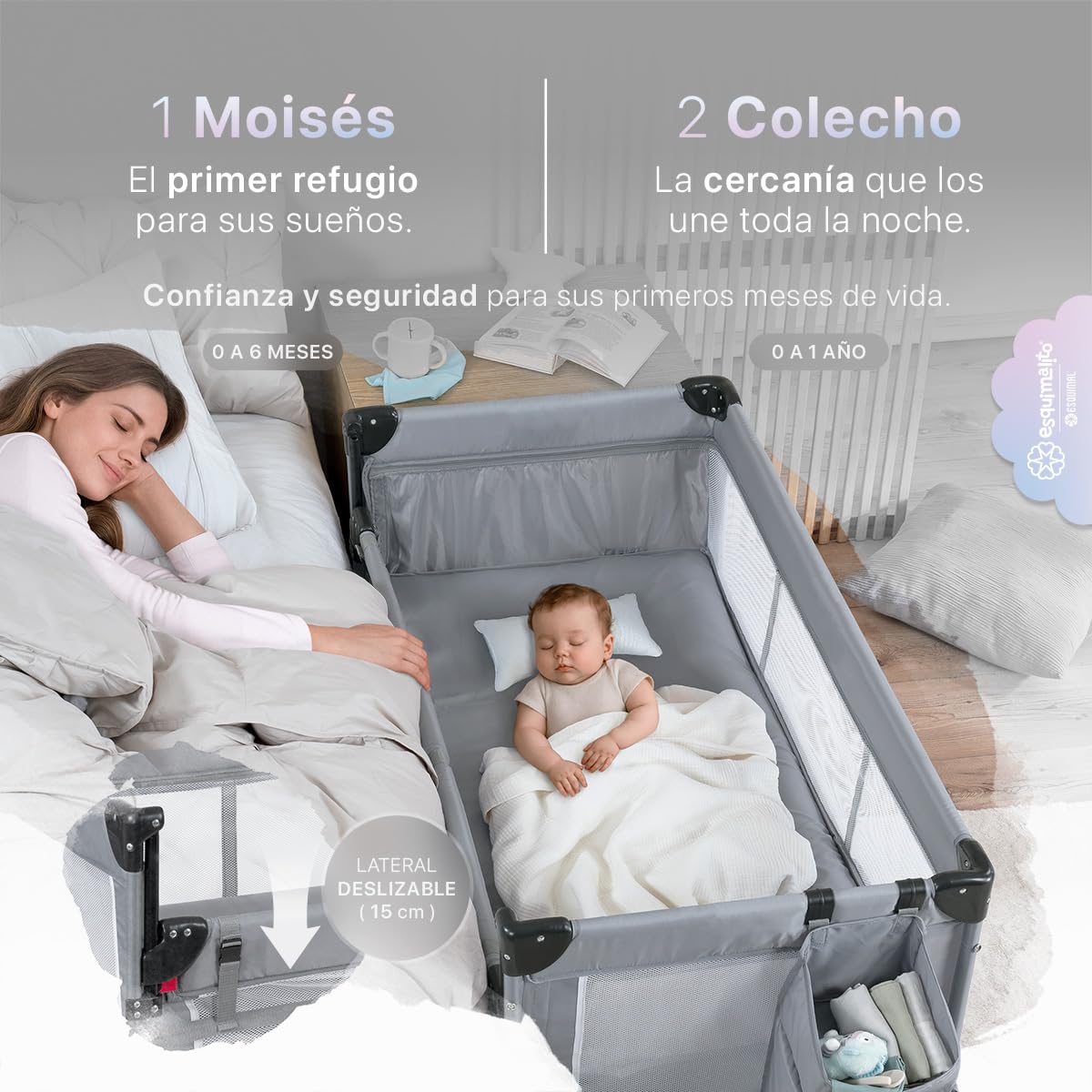 ESQUIMAL Cuna Corral de Viaje para Bebé 4 en 1 Colecho Moisés Gris