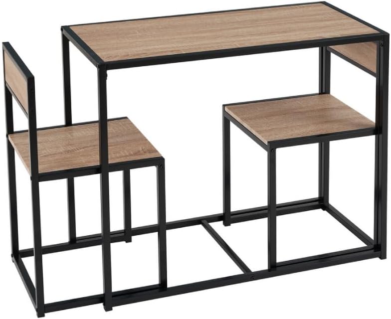 Juego de Comedor Industrial de Madera y Metal | Mesa con Sillas o Bancas | Set para 2 o 4 Personas (4 Sillas - Set para 4 Personas)