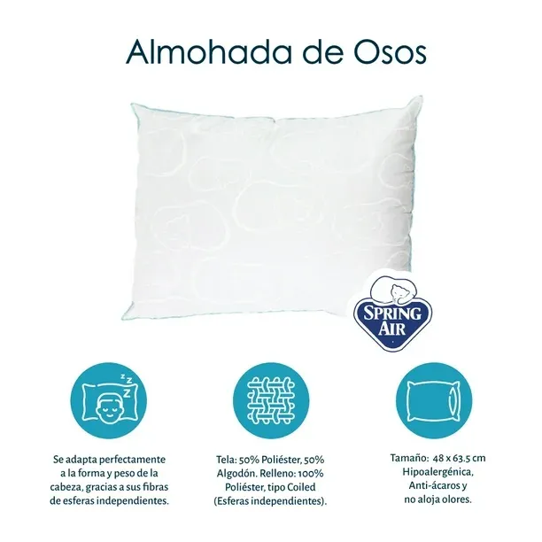 Colchón Matrimonial + 2 Almohada Osos Restonic Spring Air Vail