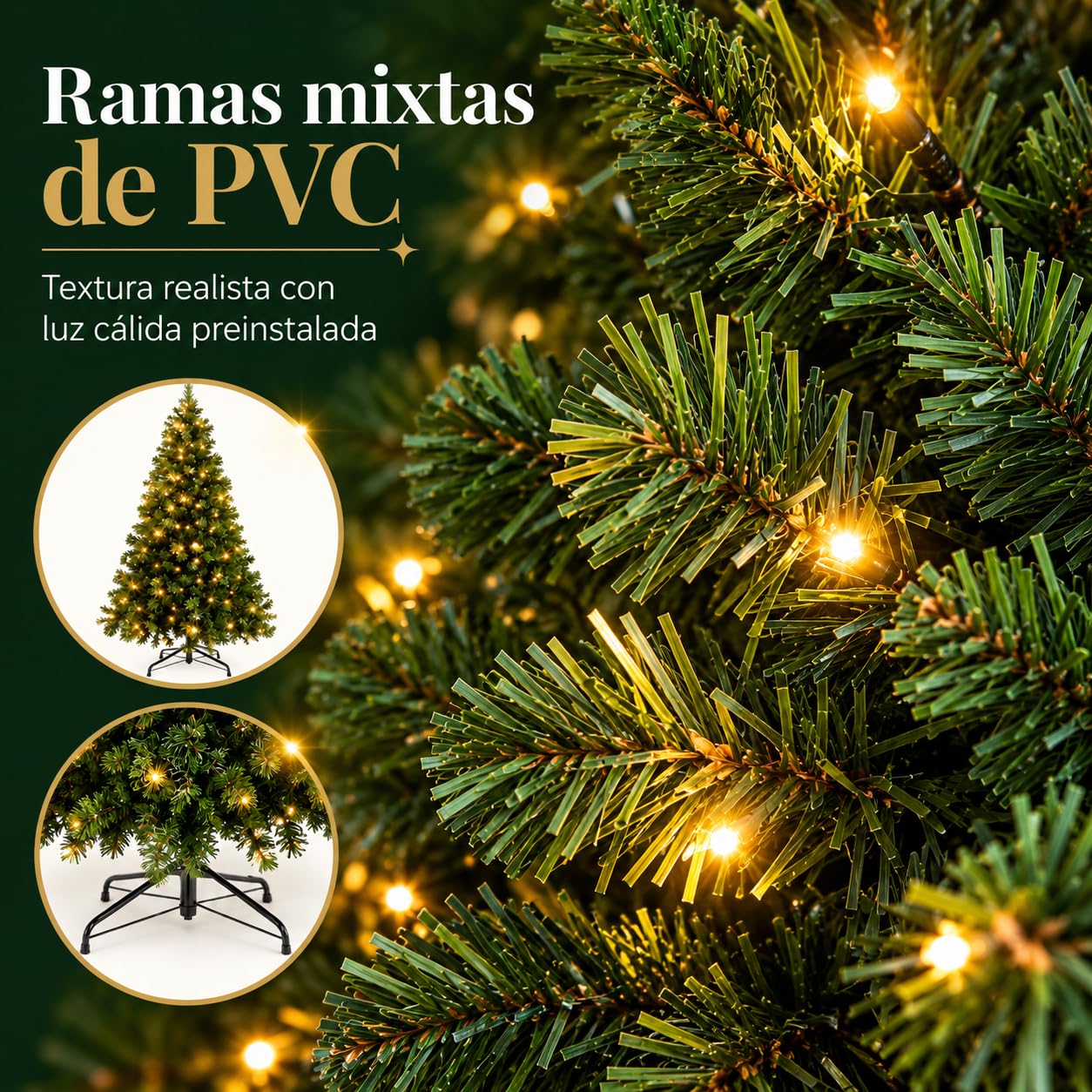 CM-TOP Árbol de Navidad con Luces Integradas 210cm
