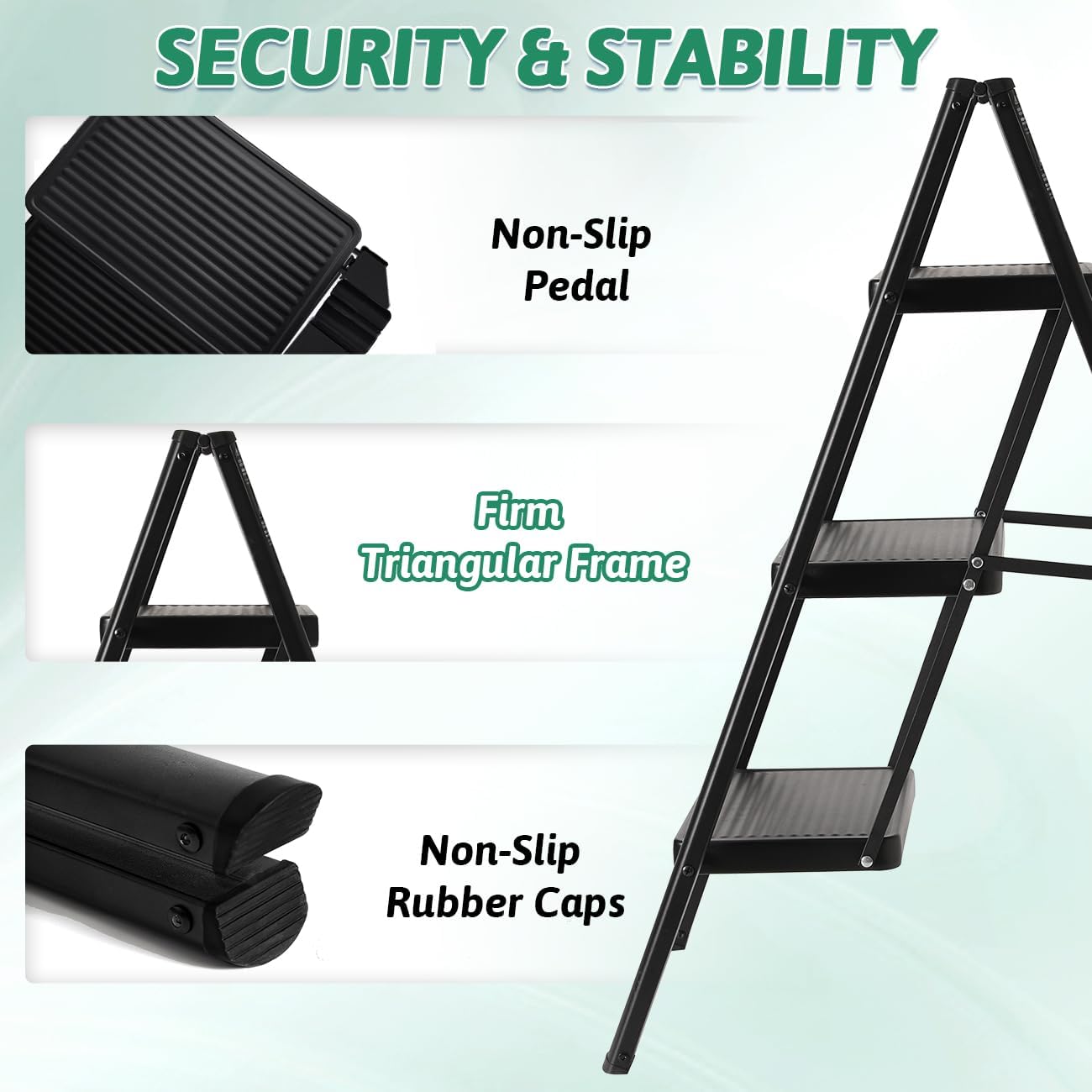 Escalera plegable de 5 peldaños de carga de 350 libras para el hogar/interior, escalera alta de cocina/clóset para adultos, escalera ligera compacta con pedal ancho antideslizante, color