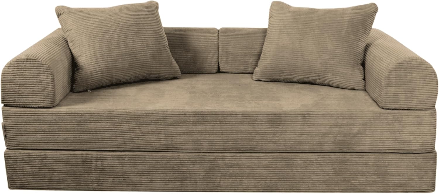 Sofá Cama Teddy Luxe | Diseño Convertible | Hecho 100% de Espuma | Comodidad y Versatilidad | 200x100x65 cm (Chocolate)