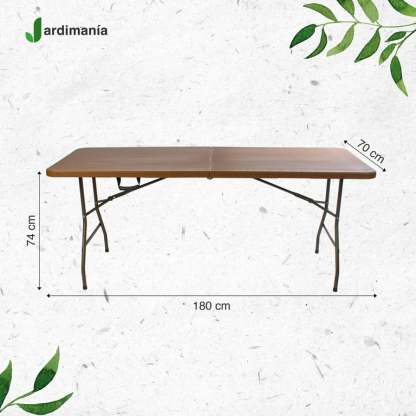 Mesa Portatil Plastico Portafolio Plegable 180cm Cafe JARDIMANÍA JM-M180Brown