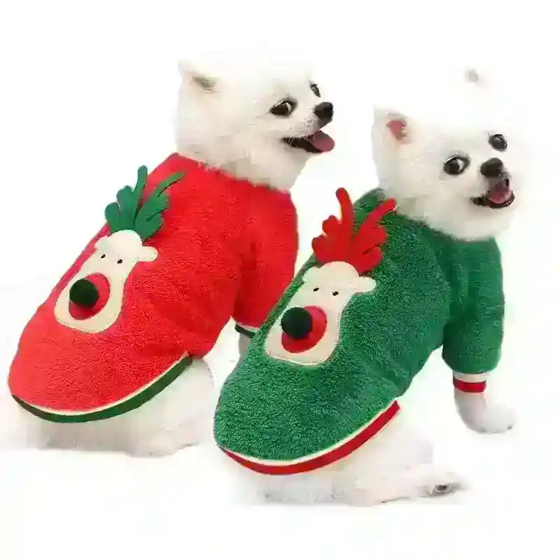 Reindeer Christmas Fleece for Dogs – Festive Comfort with a Pom-Pom Nose - Dog Moda