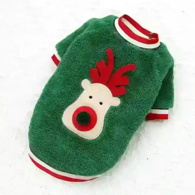 Reindeer Christmas Fleece for Dogs – Festive Comfort with a Pom-Pom Nose - Dog Moda