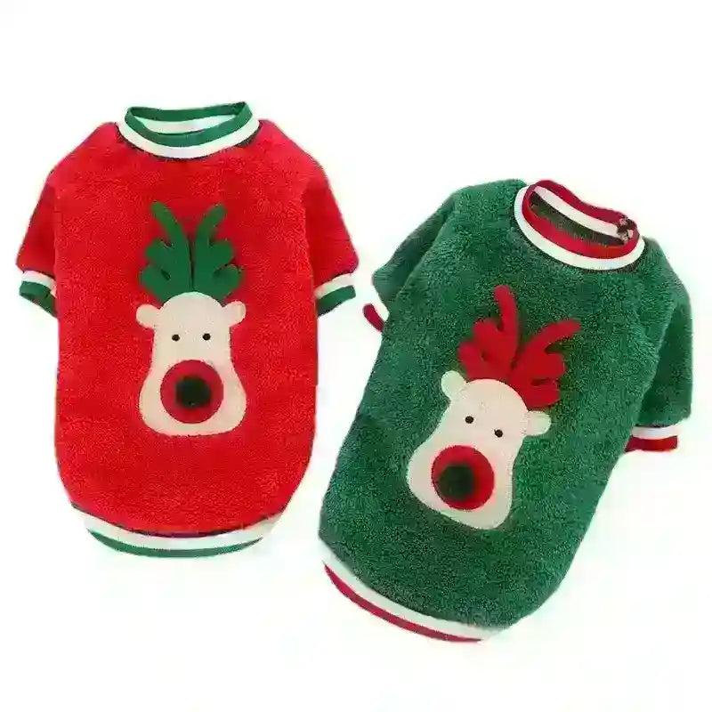 Reindeer Christmas Fleece for Dogs – Festive Comfort with a Pom-Pom Nose - Dog Moda
