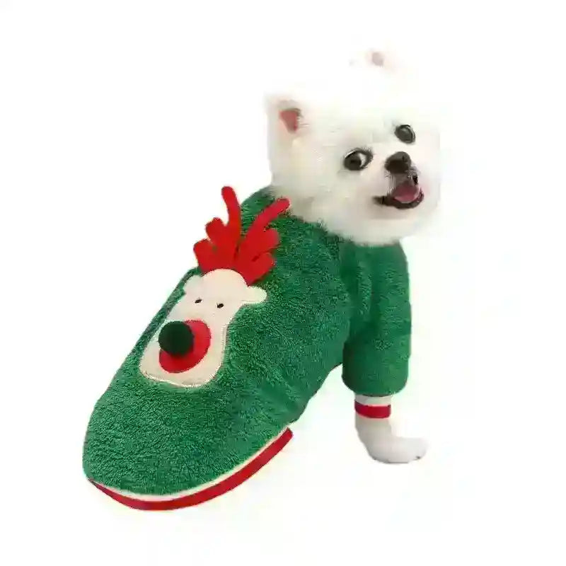 Reindeer Christmas Fleece for Dogs – Festive Comfort with a Pom-Pom Nose - Dog Moda