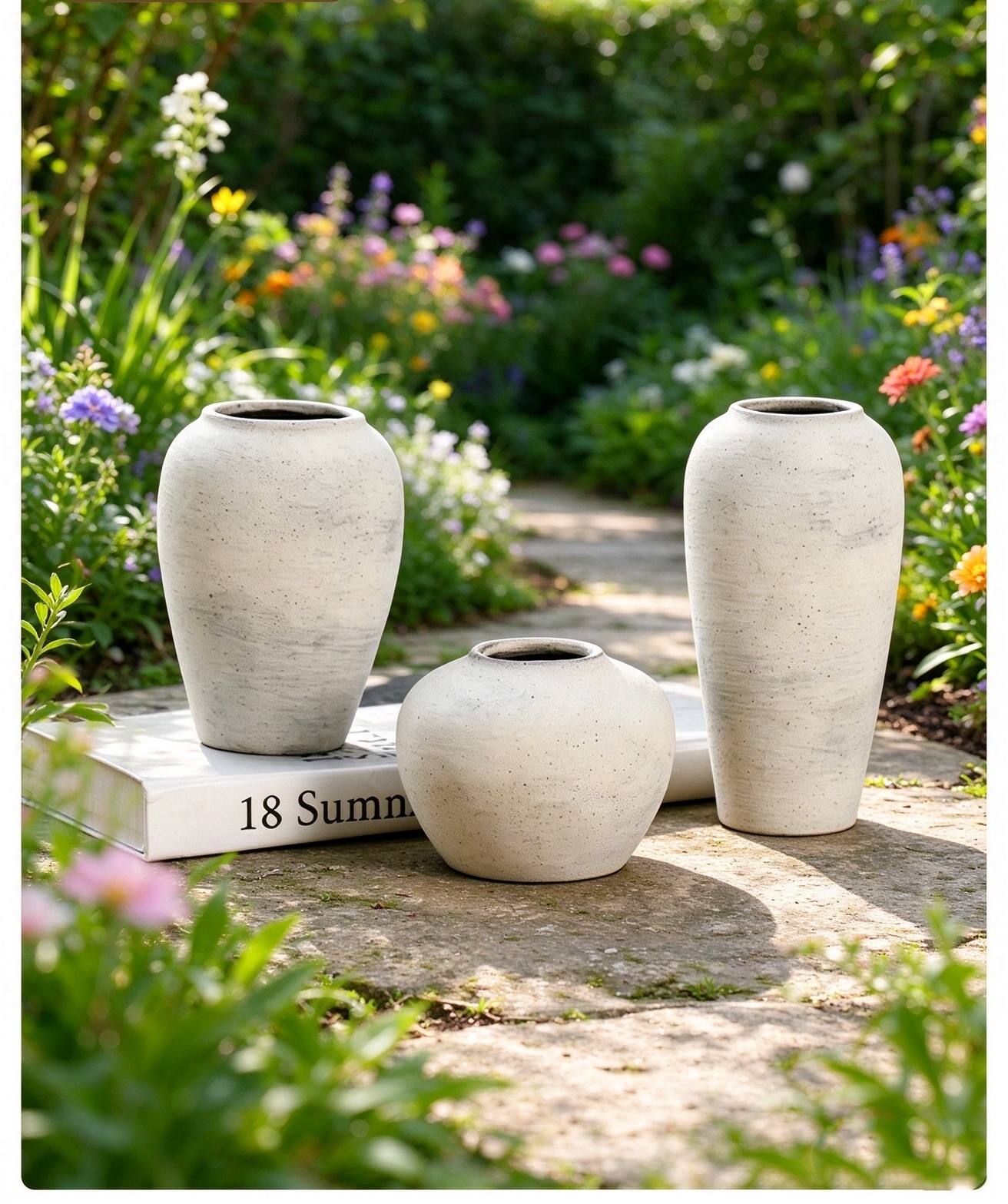 Wabi-sabi Style Neutral-toned Stoneware Vase | Vintage-look Ceramic Vessel for Dried Flowers – Decor for Living Rooms & Guesthouses