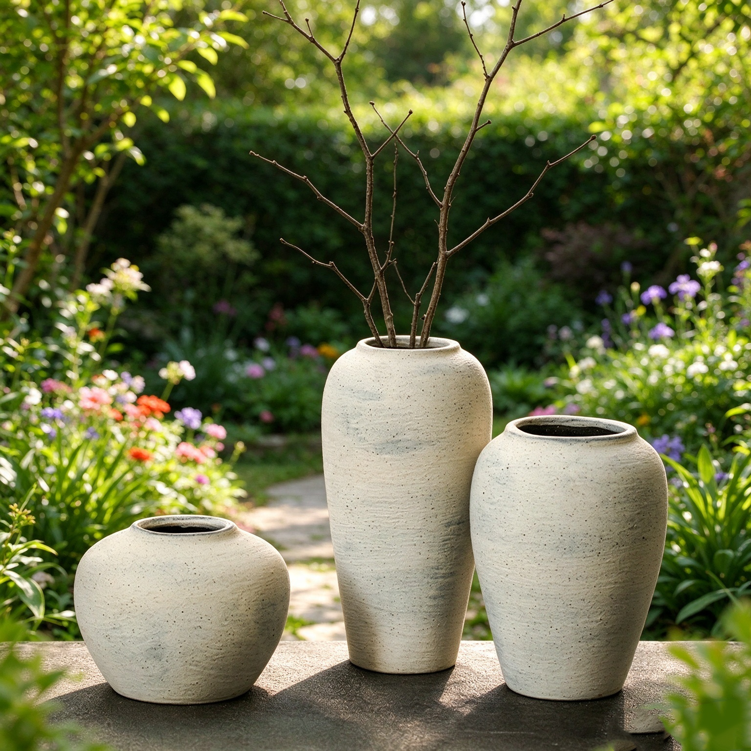 Wabi-sabi Style Neutral-toned Stoneware Vase | Vintage-look Ceramic Vessel for Dried Flowers – Decor for Living Rooms & Guesthouses