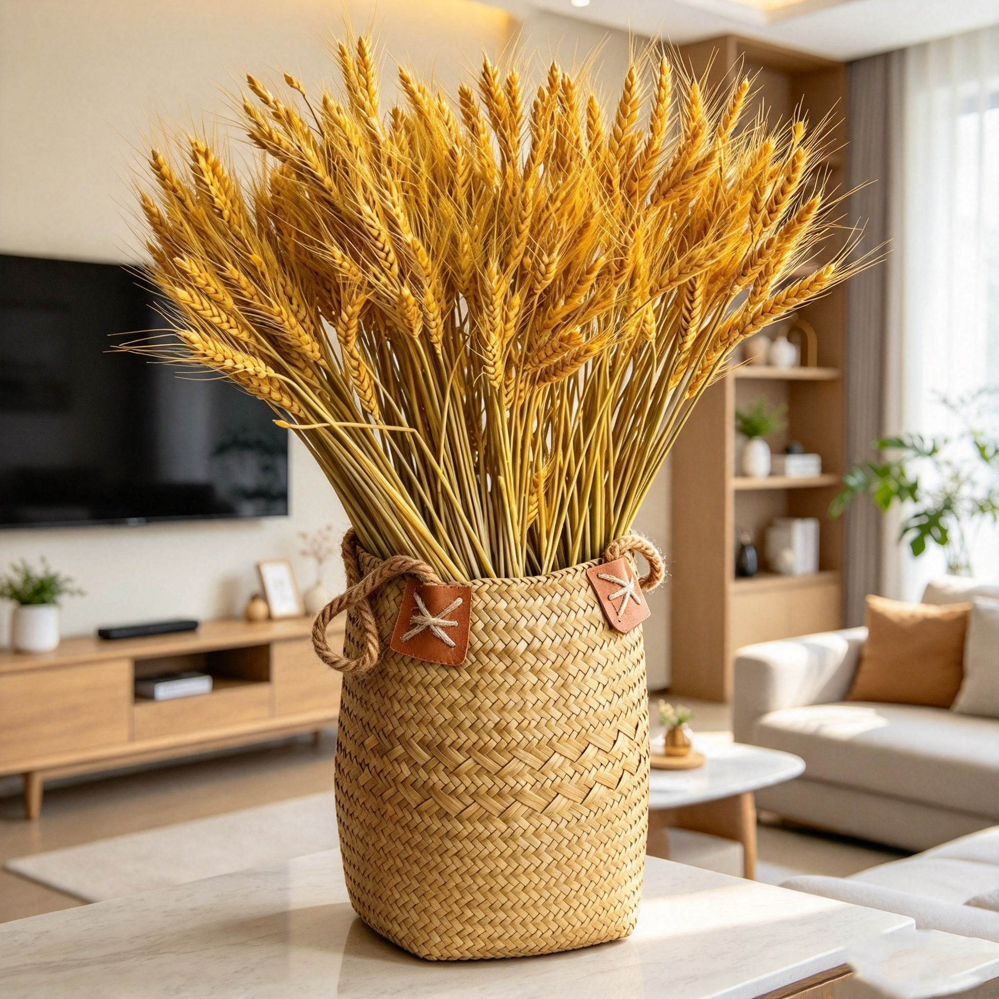 🔥Seagrass Woven Basket Planter with Handles, Tapered Wicker Plant Pot Cover for Home Decor