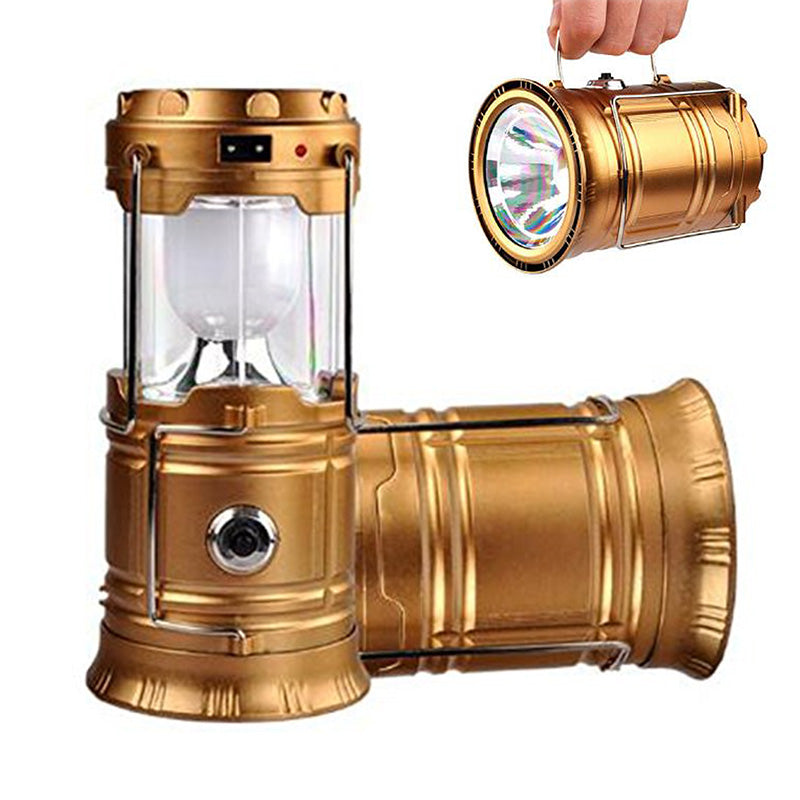 Solar-powered retractable camping lantern