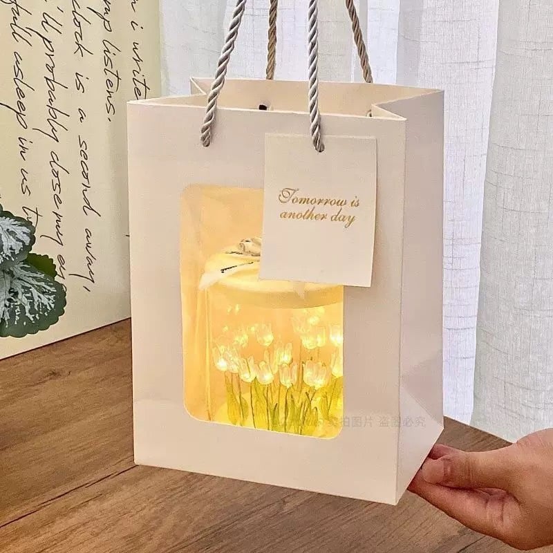 Aesthetic Tulip Flower Bucket Ambient Light