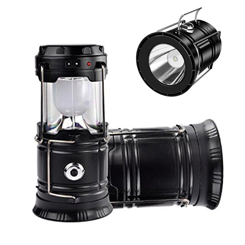 Solar-powered retractable camping lantern