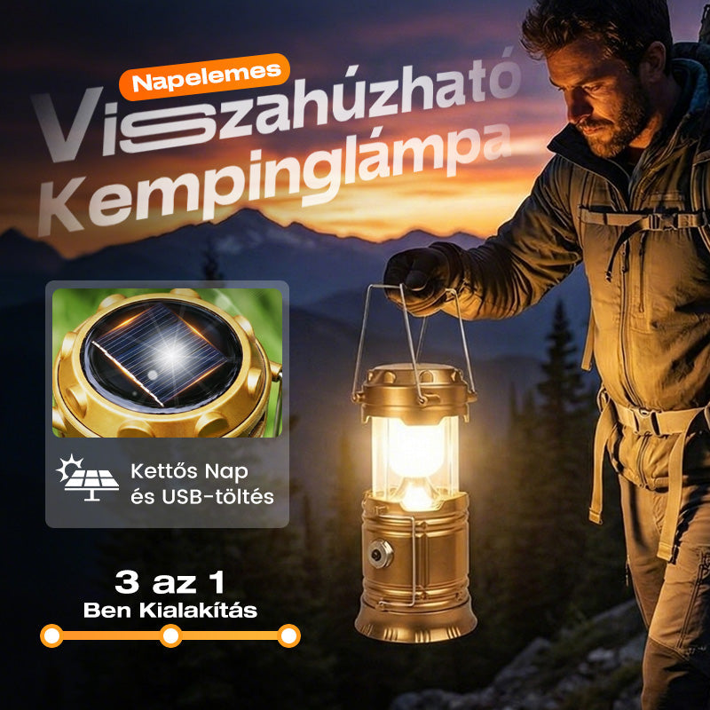Solar-powered retractable camping lantern