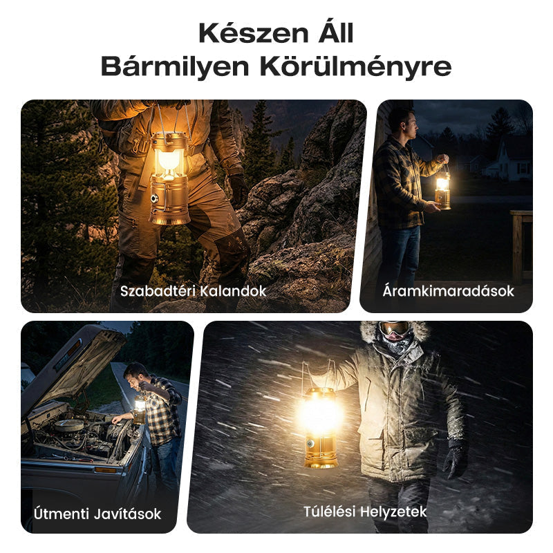 Solar-powered retractable camping lantern