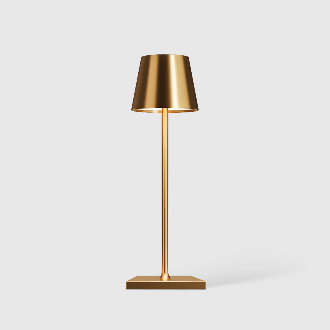 Brass Rechargeable Cordless Table Lamp, Minimalist Metal Portable LED Desk Lamp 