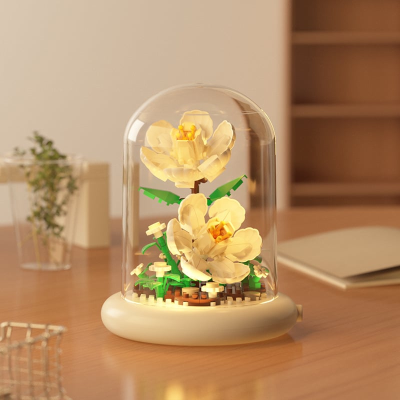 Flower-shaped building block night light, with base🌻🌷