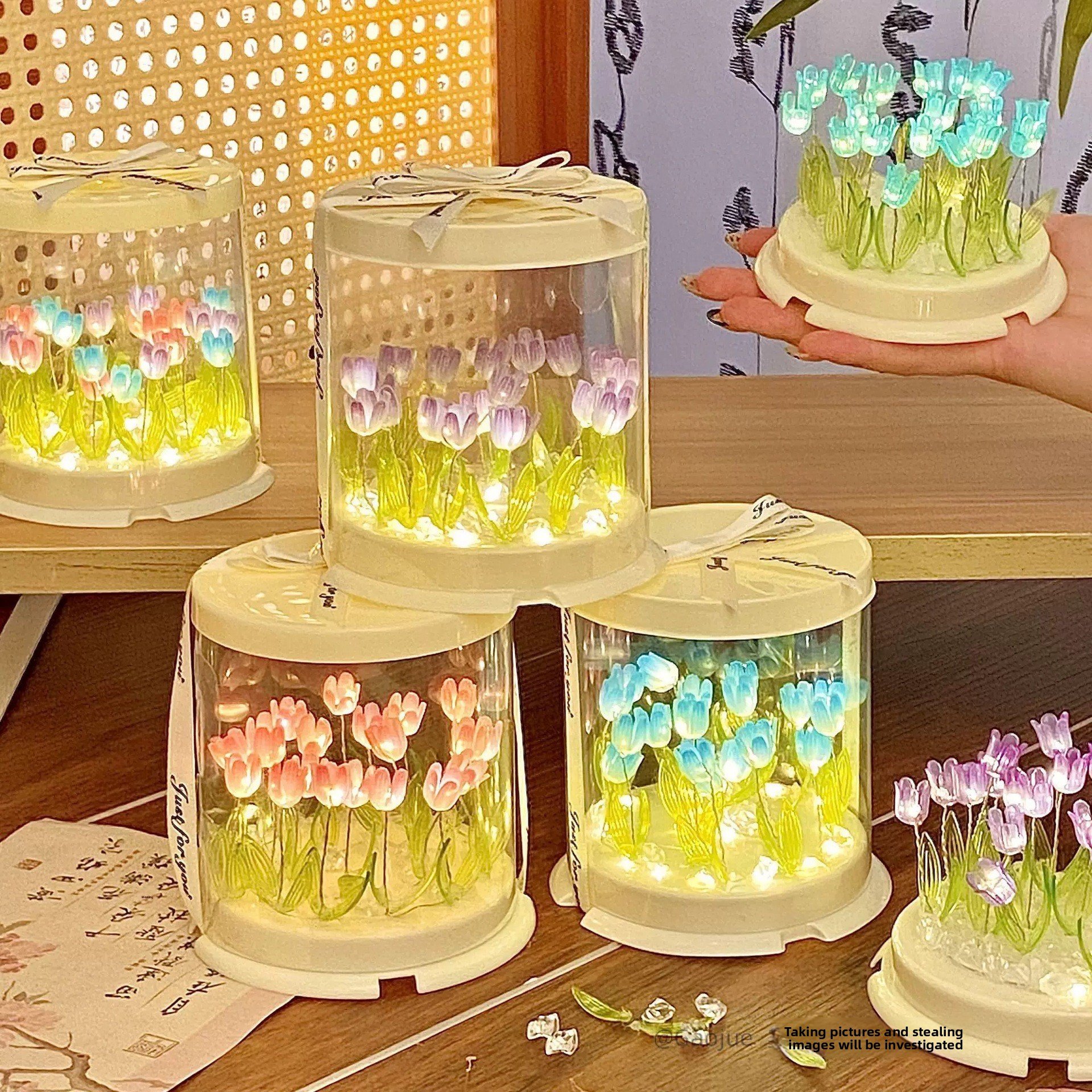 Aesthetic Tulip Flower Bucket Ambient Light