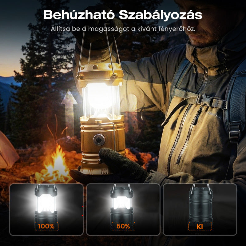 Solar-powered retractable camping lantern