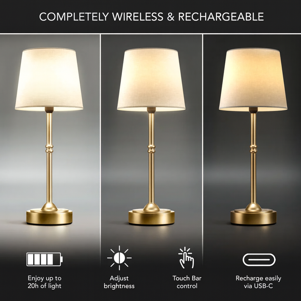 Fabric Shade Accent Stem Touch Control Table Lamp