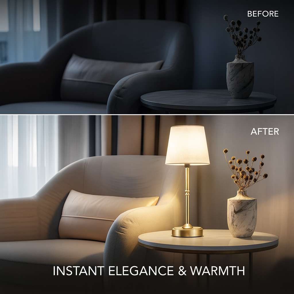Fabric Shade Accent Stem Touch Control Table Lamp