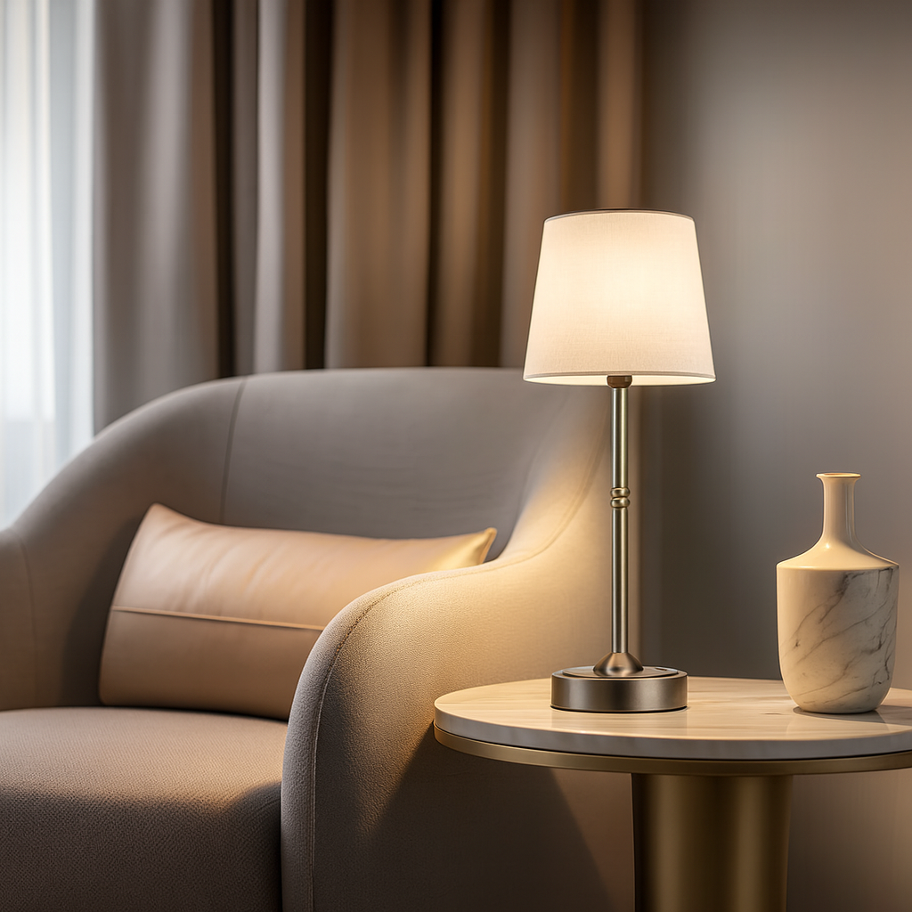 Fabric Shade Accent Stem Touch Control Table Lamp